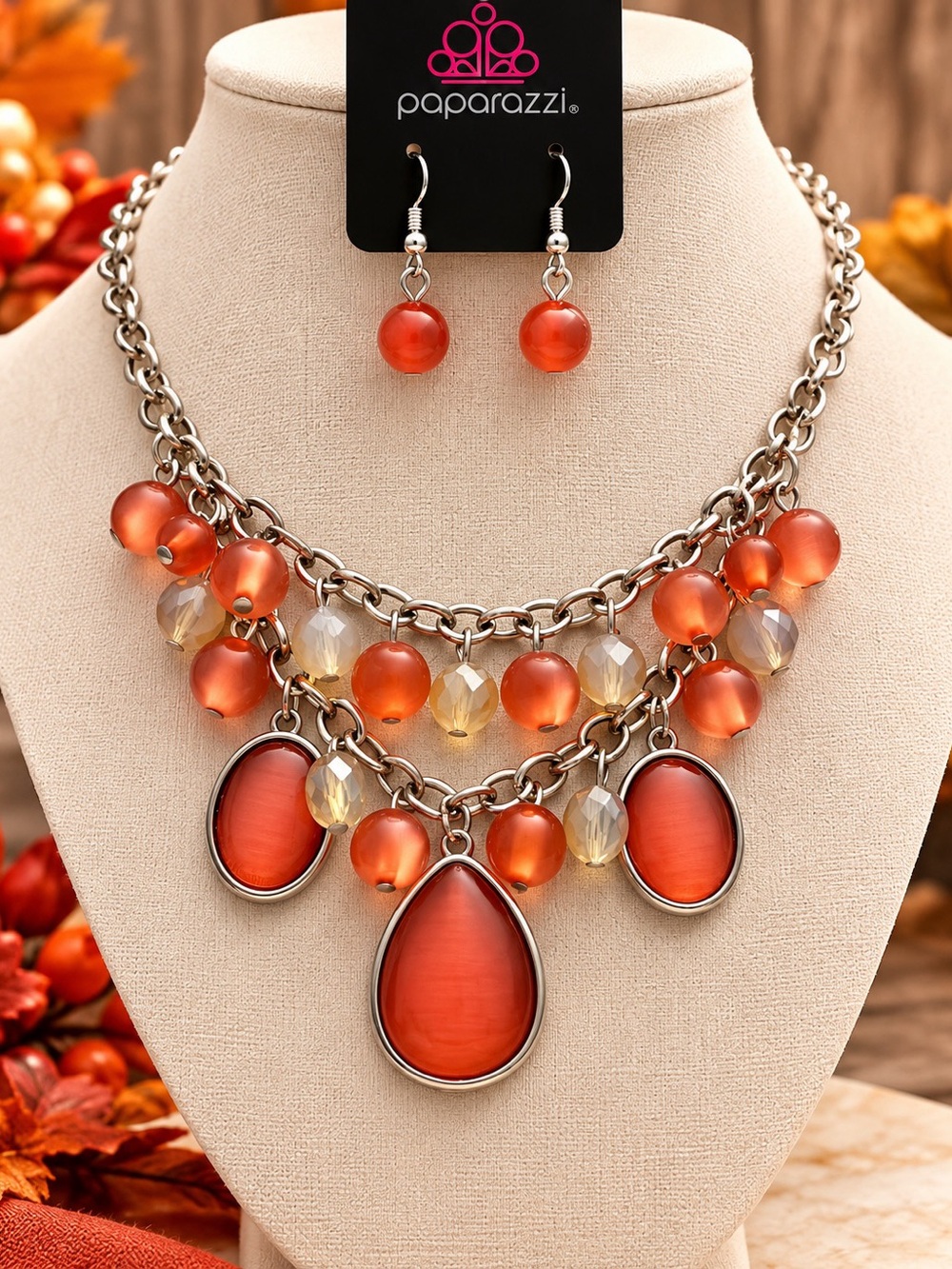 Paparazzi Orange Statement Necklace & Earrings
